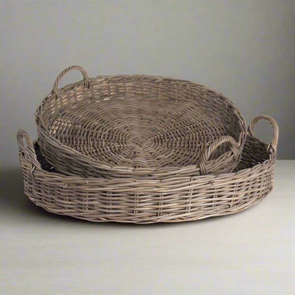 Normandy Extra Large Low Round Baskets, Set Of 2