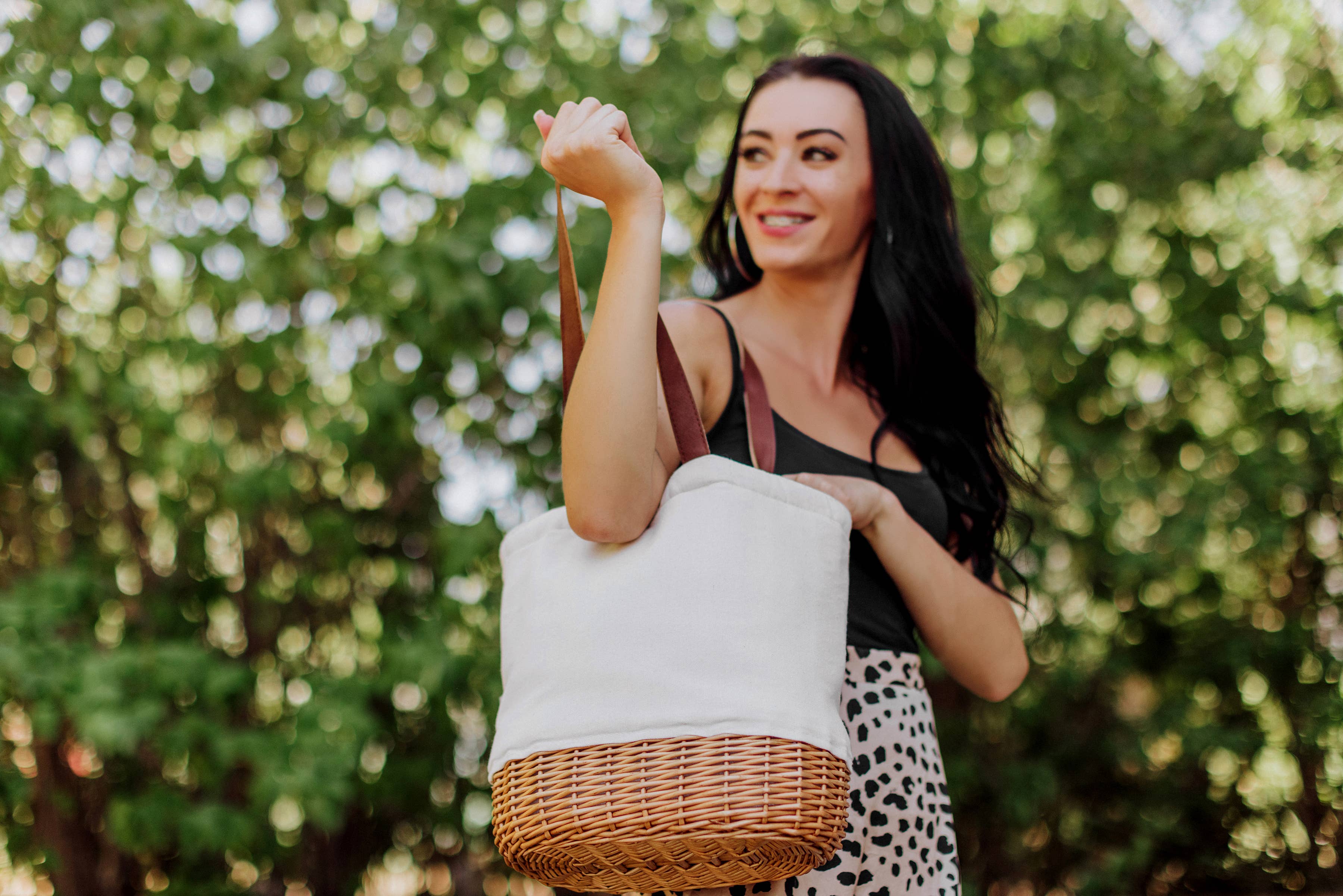 Pico Canvas and Willow Insulated Basket Tote: Natural Canvas