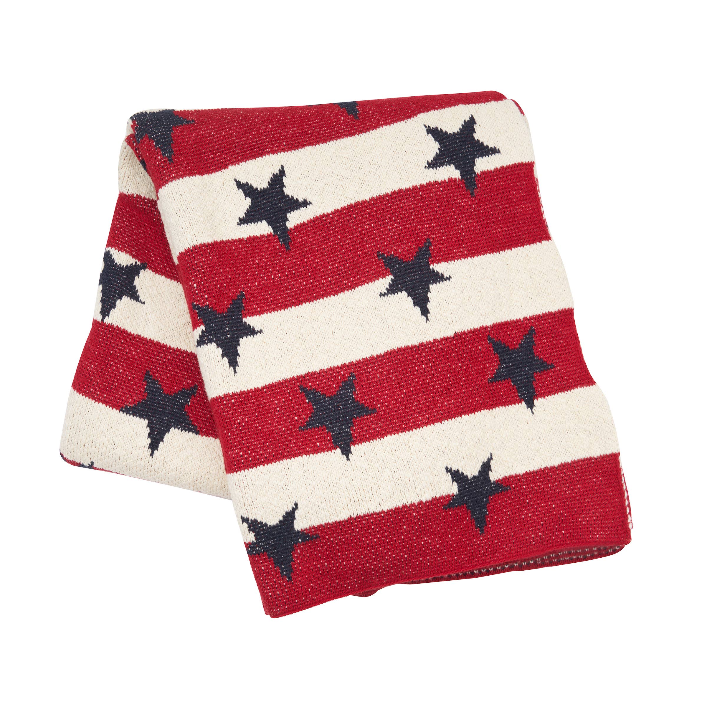 Patriotic Stars & Stripes 4th Of July Knitted Throw Blanket