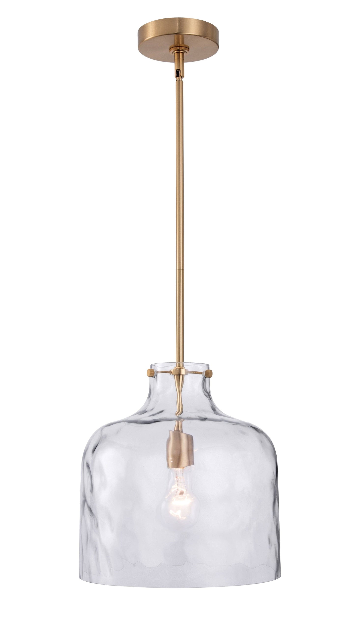 Kara Farmhouse 1-Light Textured Glass Gold Pendant Light