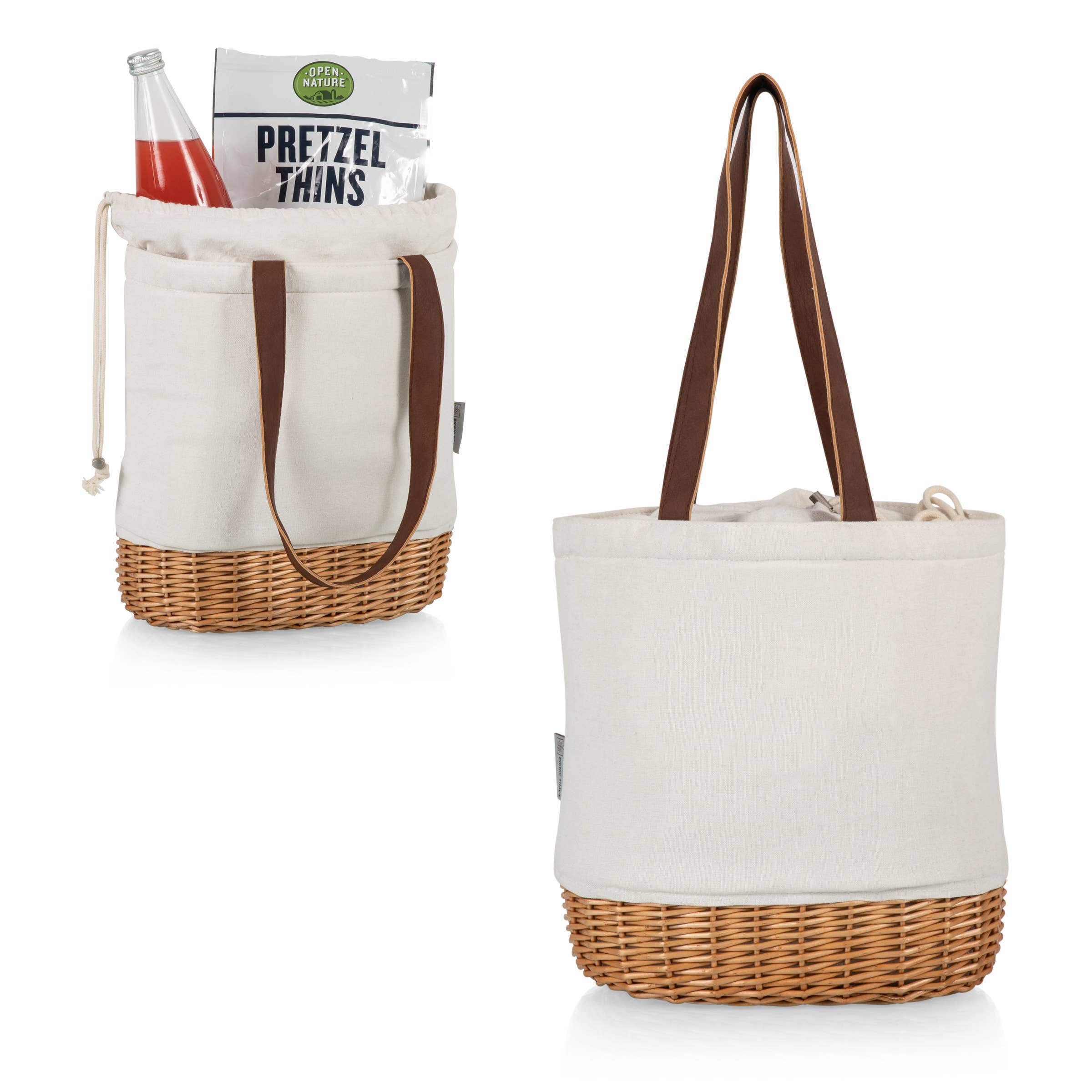 Pico Canvas and Willow Insulated Basket Tote: Natural Canvas