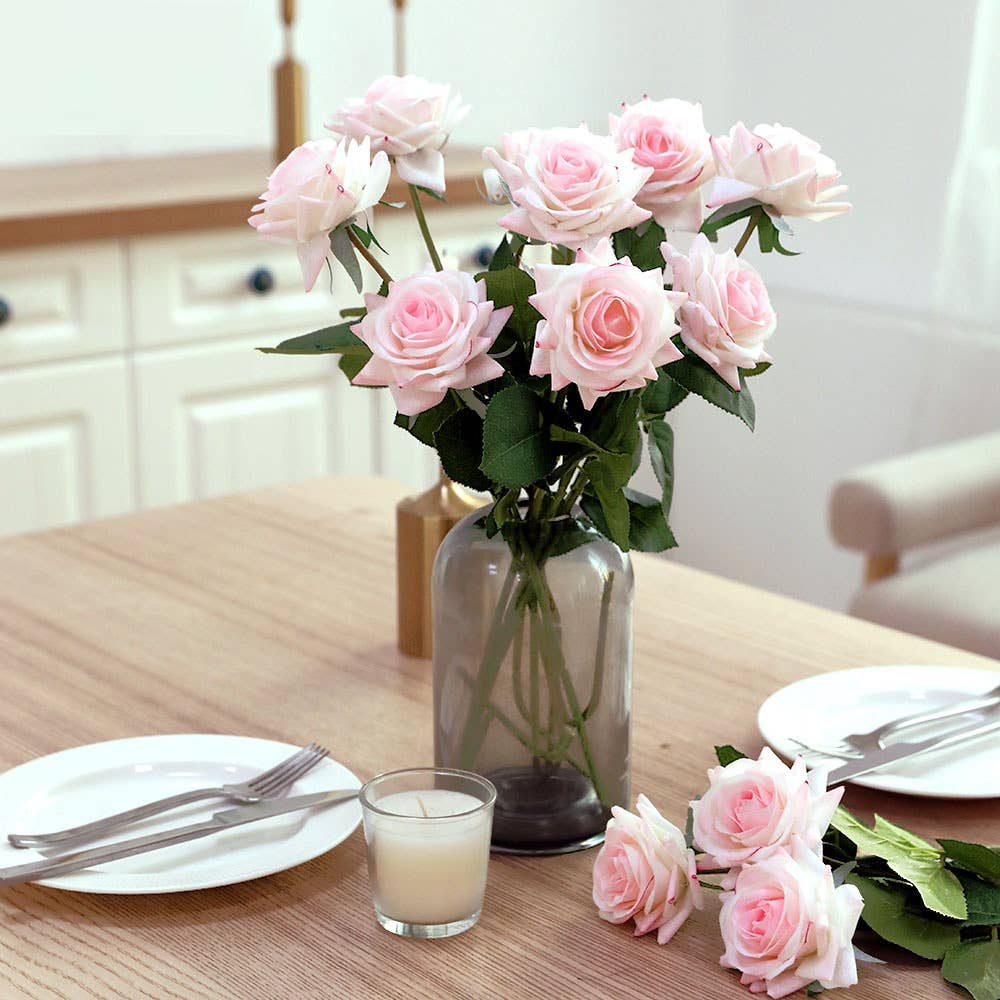 Pack of 48 stems-real touch rose: Stark White