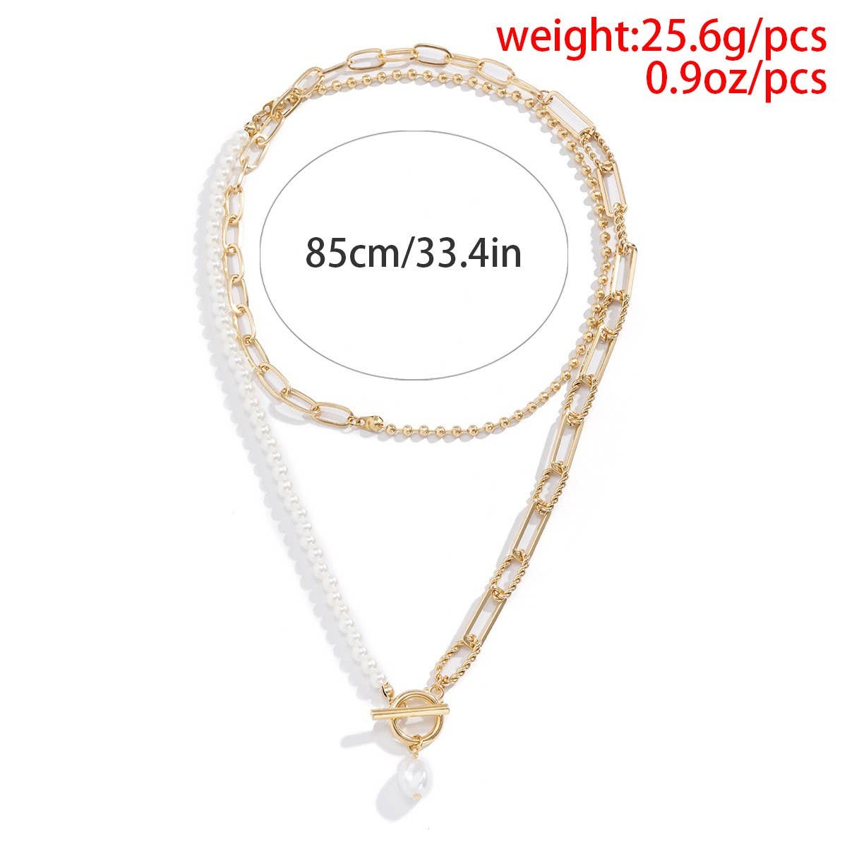 NICHE IMITATION PEARL OT BUCKLE TASSEL NECKLACE_CWAJE1805: TYPE1 / (OS) 2