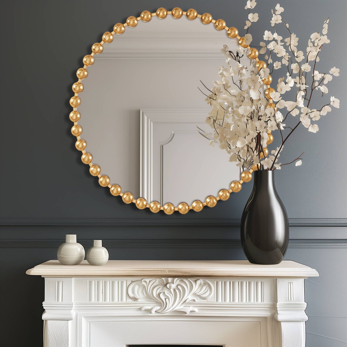 Round Iron Framed Wall Decor Mirror, Gold: Large 27"
