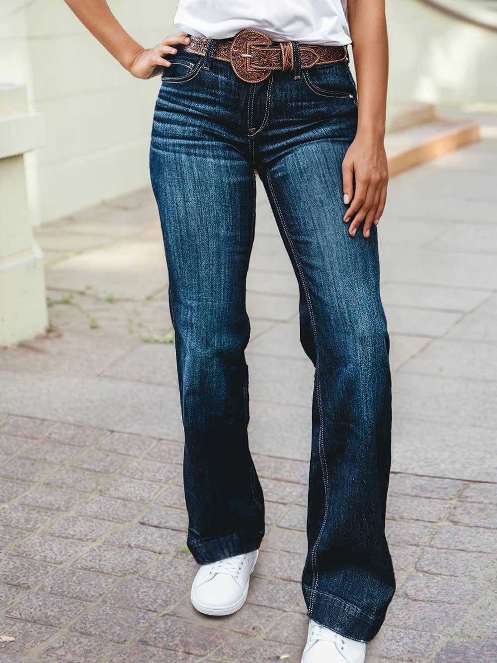 Western Stitch Patched Pocket Bootcut Jeans: Sail Blue / 4