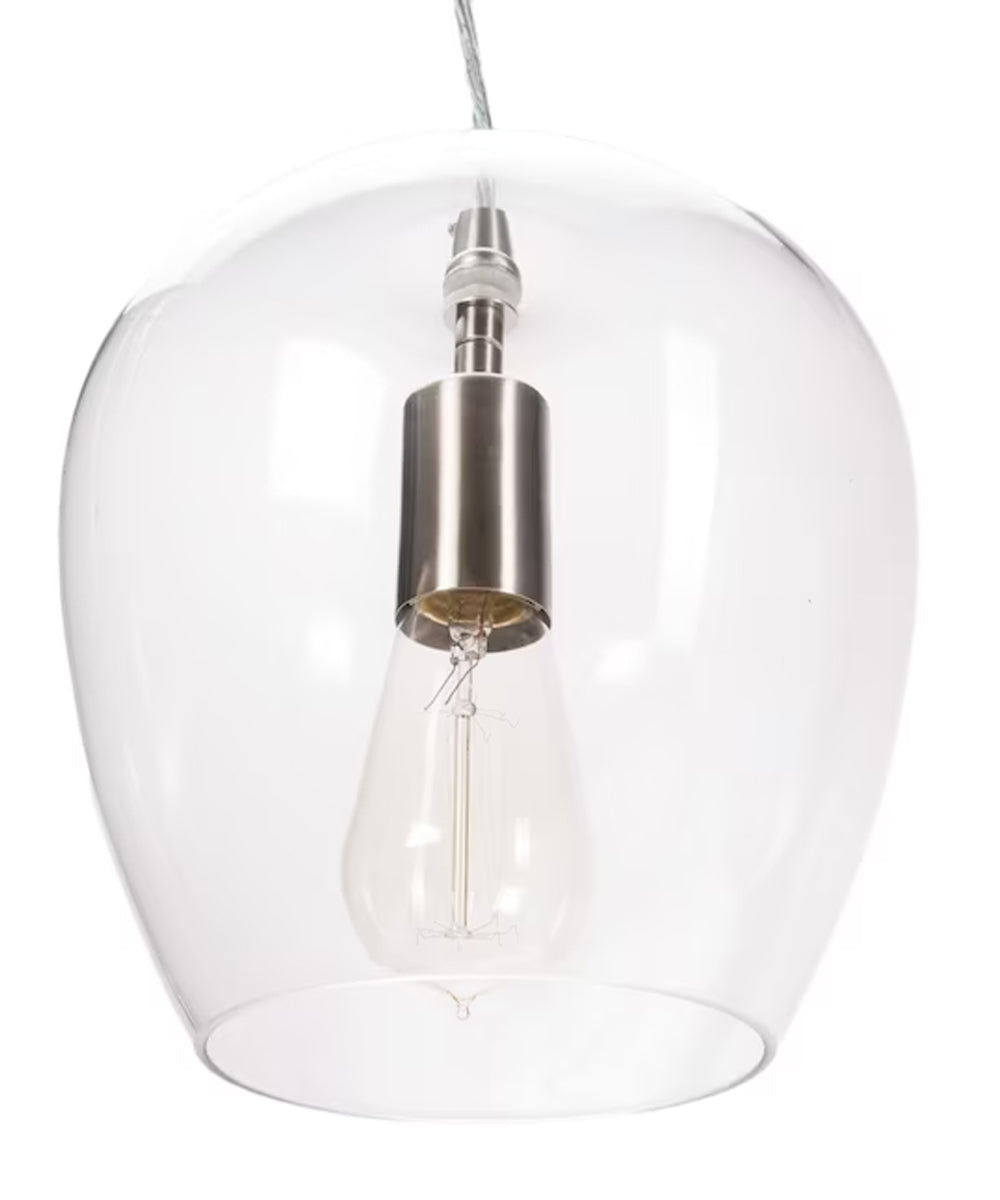 Allen + Roth 8"W 1-Light Bell Mini Pendant Light Fixture by Kichler Brushed Nickel with Clear Glass Shade Finish