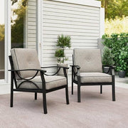 2 Pieces Outdoor Single Sofa, Patio Metal Armchair: Black