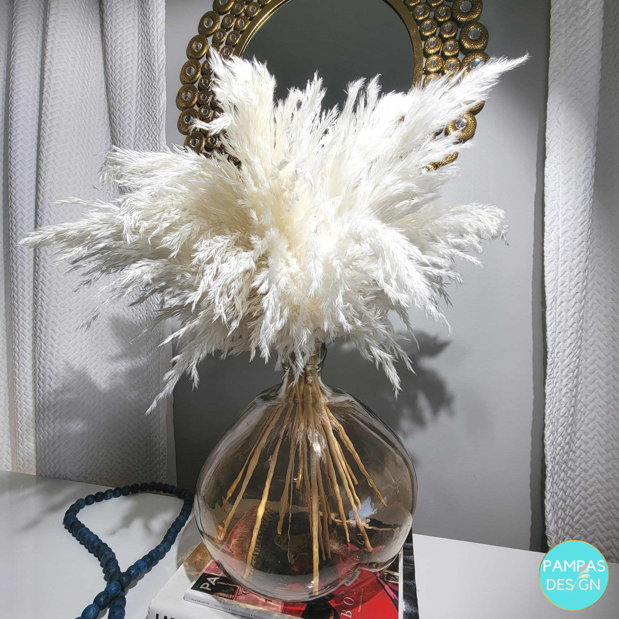 White Pampas Grass Large Fluffy 10 Stems 2ft to 2.5ft: Grey