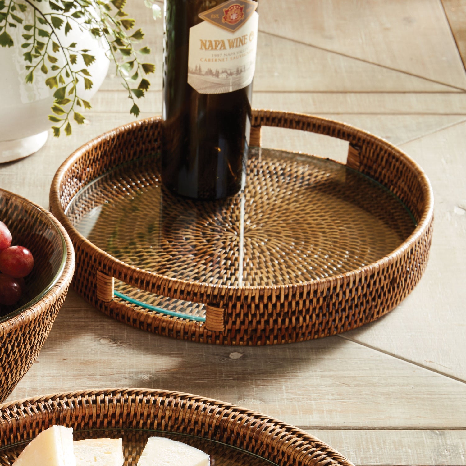 Burma Rattan Serving Tray, Brown