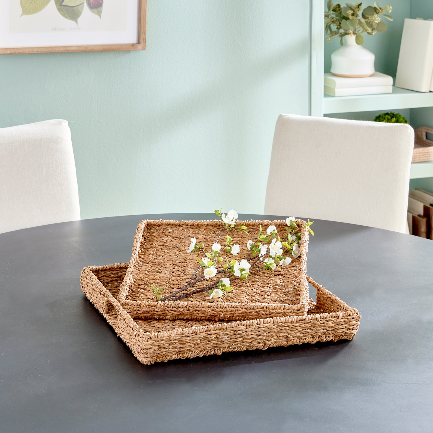 Seagrass Rectangular Trays St/2