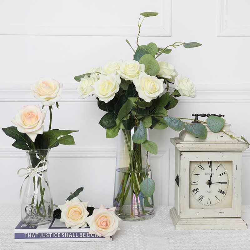 Pack of 48 stems-real touch rose: Stark White