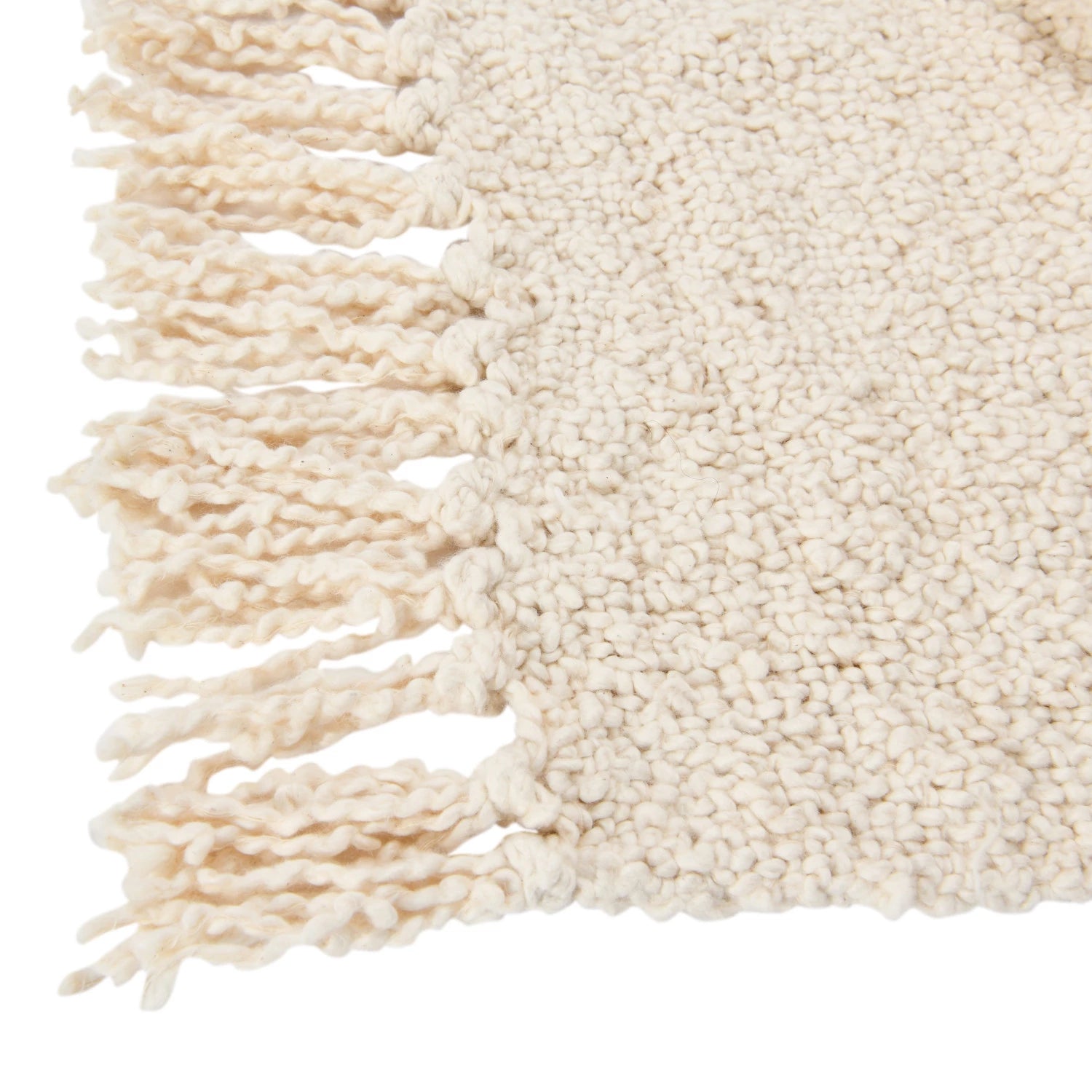 Cotton Blend Boucle Throw with Fringe