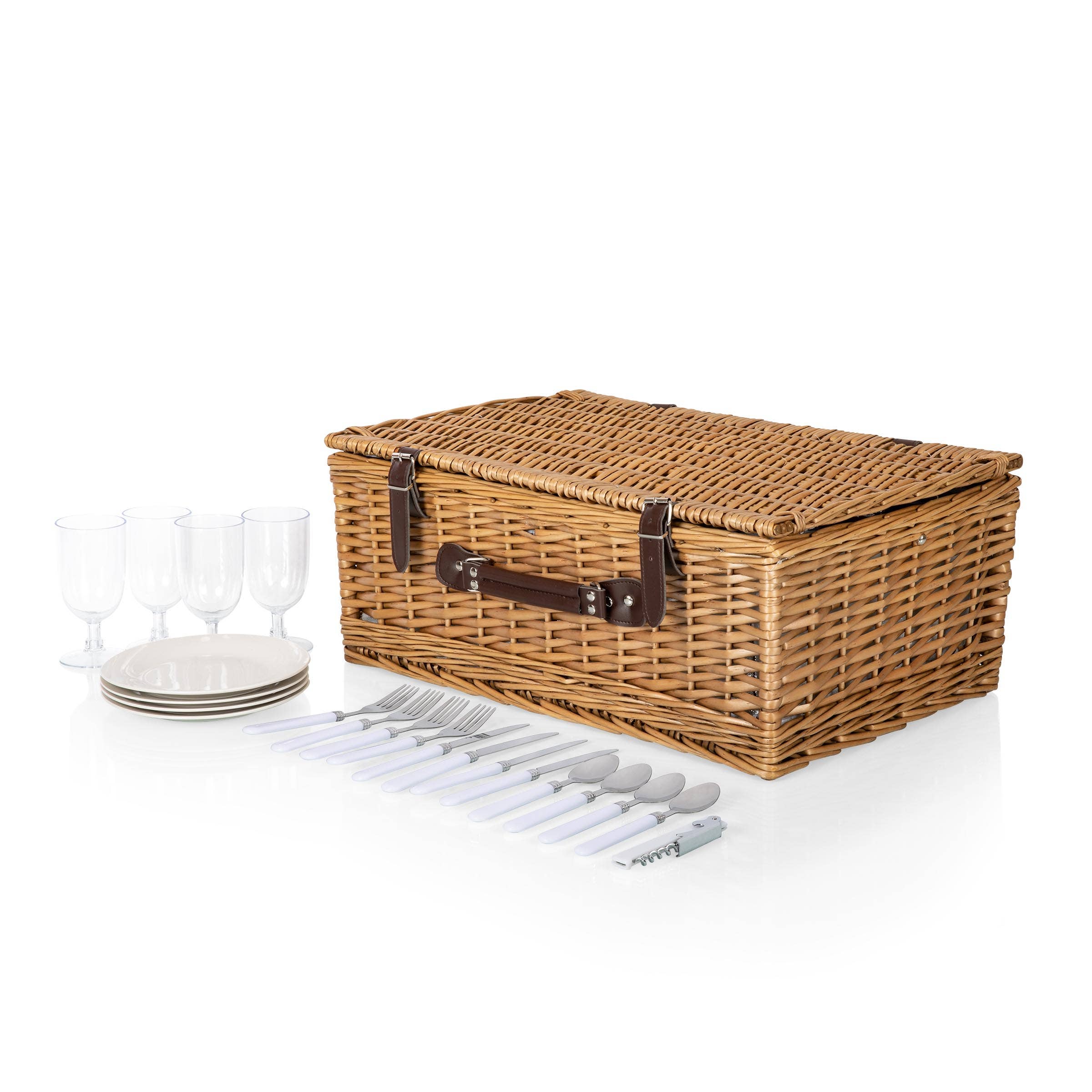 Belmont Picnic Basket: Navy Blue & White Stripe
