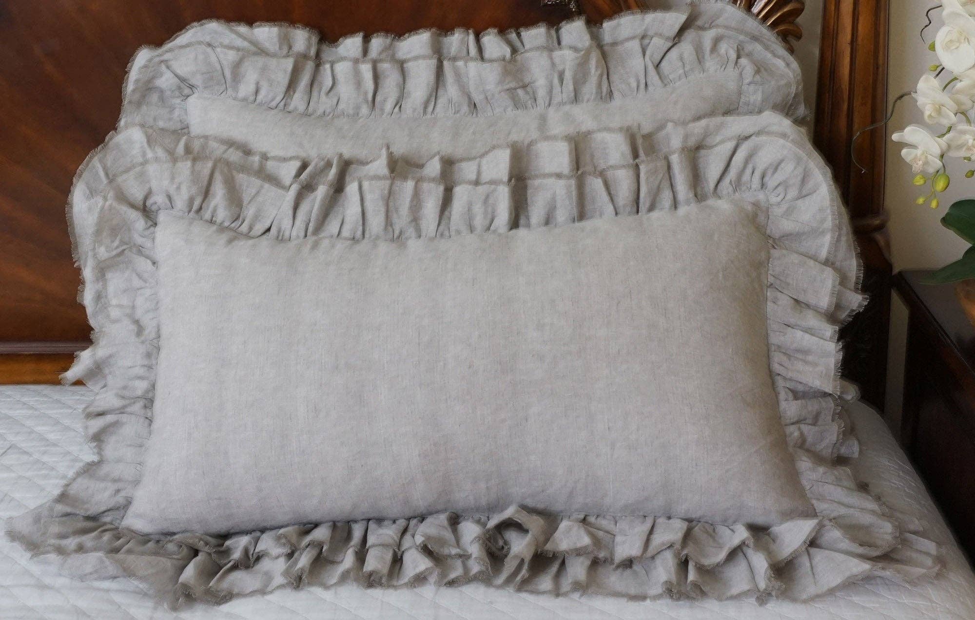 Tara High-Quality Fine Linen Pillow Sham: Greige / King 20"x36"