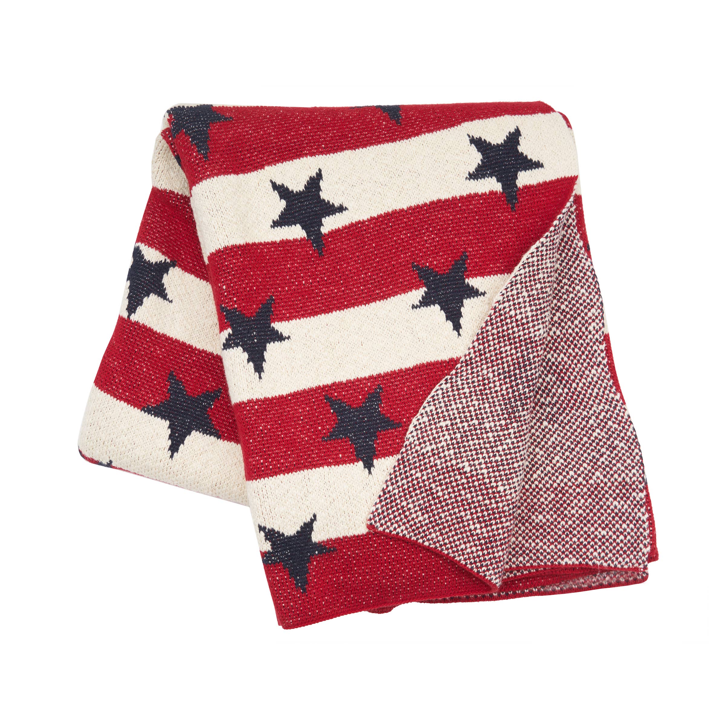 Patriotic Stars & Stripes 4th Of July Knitted Throw Blanket
