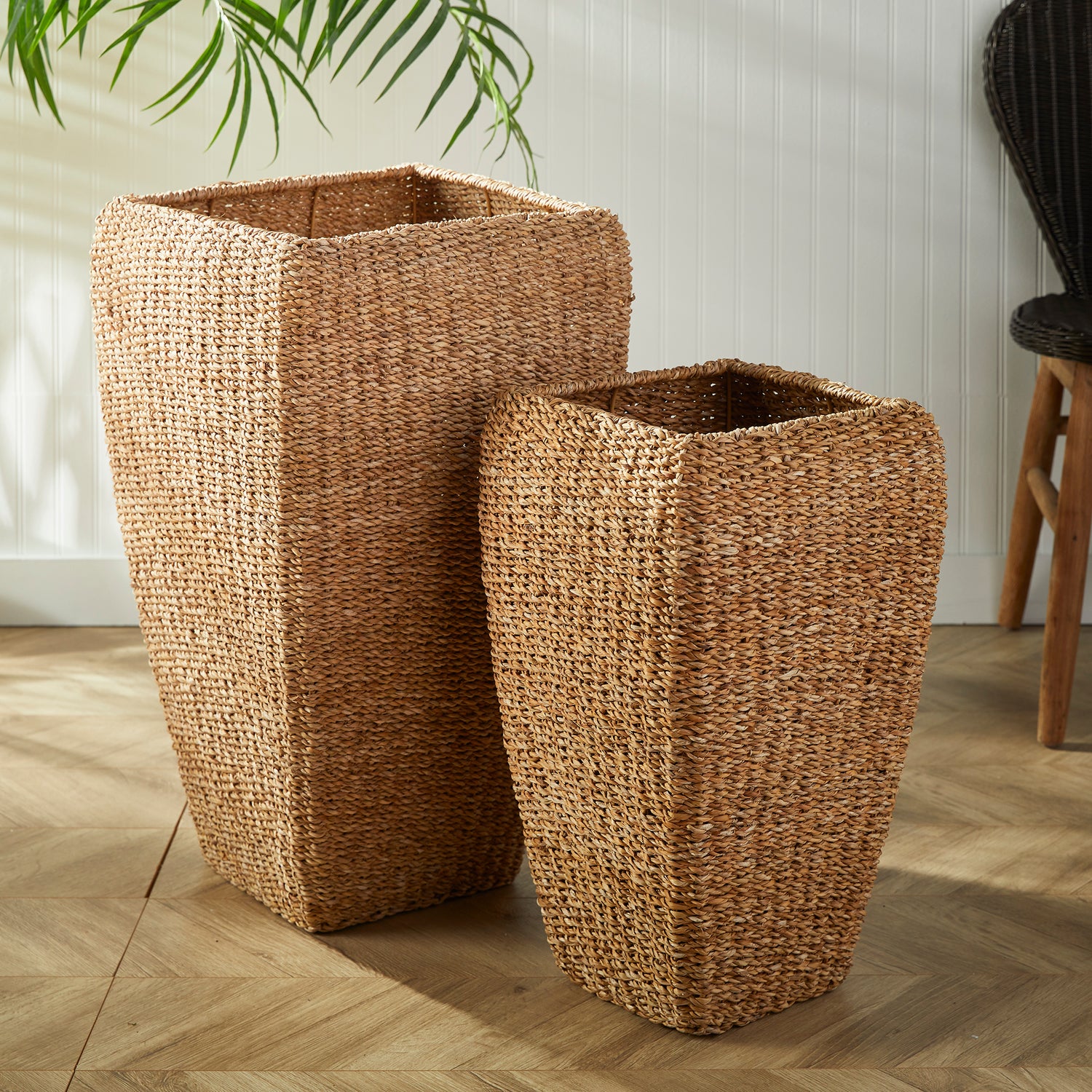 Seagrass Tall Square Planters (Set of 2)