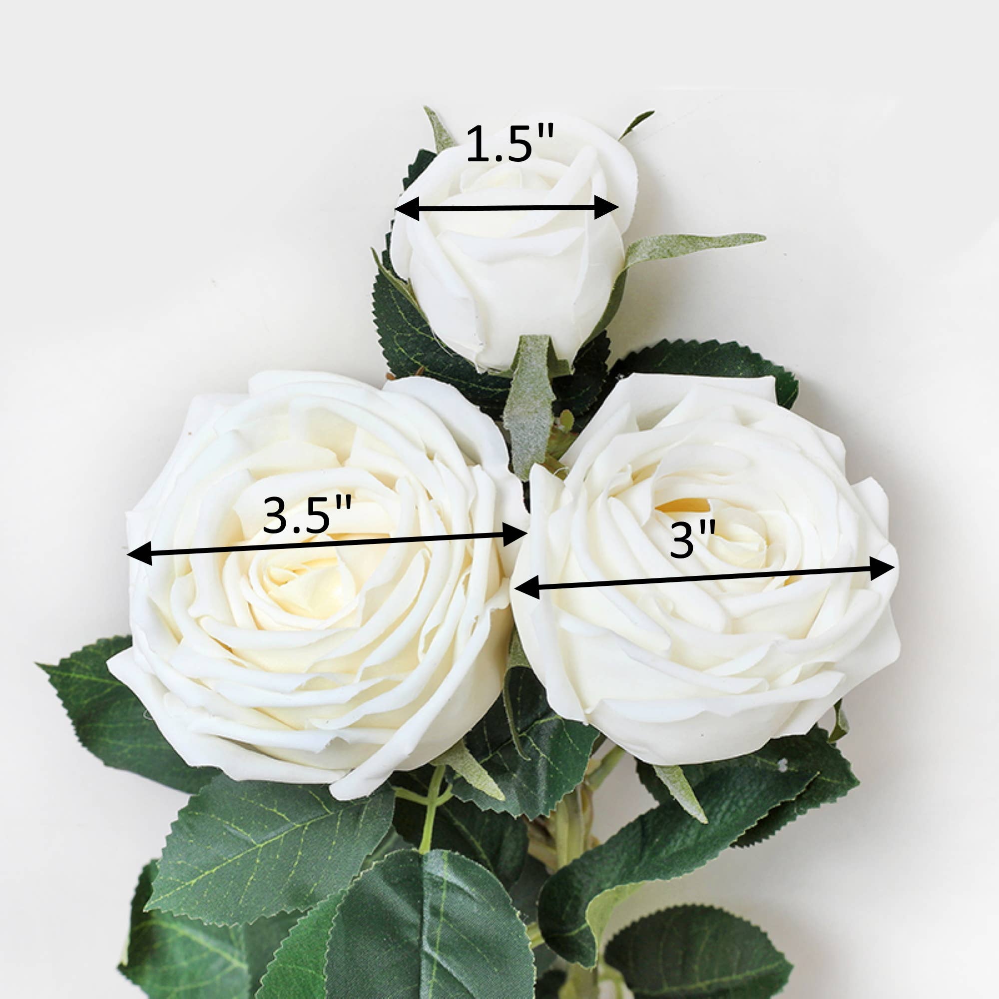 28.75"-Elegant large bloom Real Touch Cabbage Rose: Ivory