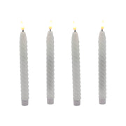 Battery- Operated 3D Wick Flame Wax Tapers- White Twist, 4ct
