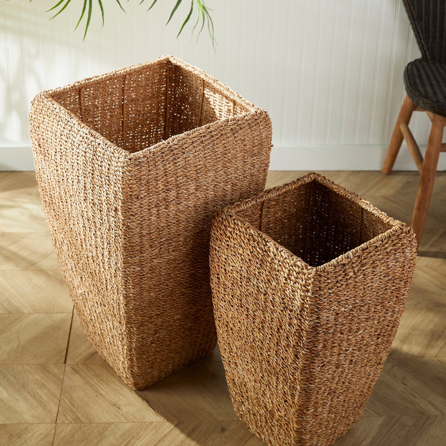 Seagrass Tall Square Planters (Set of 2)