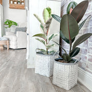 Whitewashed Woven Metal Baskets, Set of 2