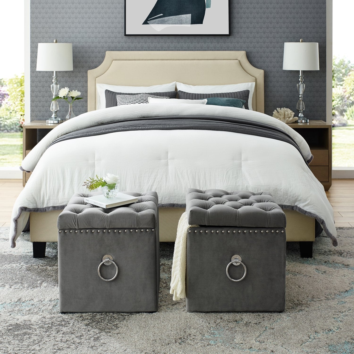 Ella Velvet Storage Ottoman