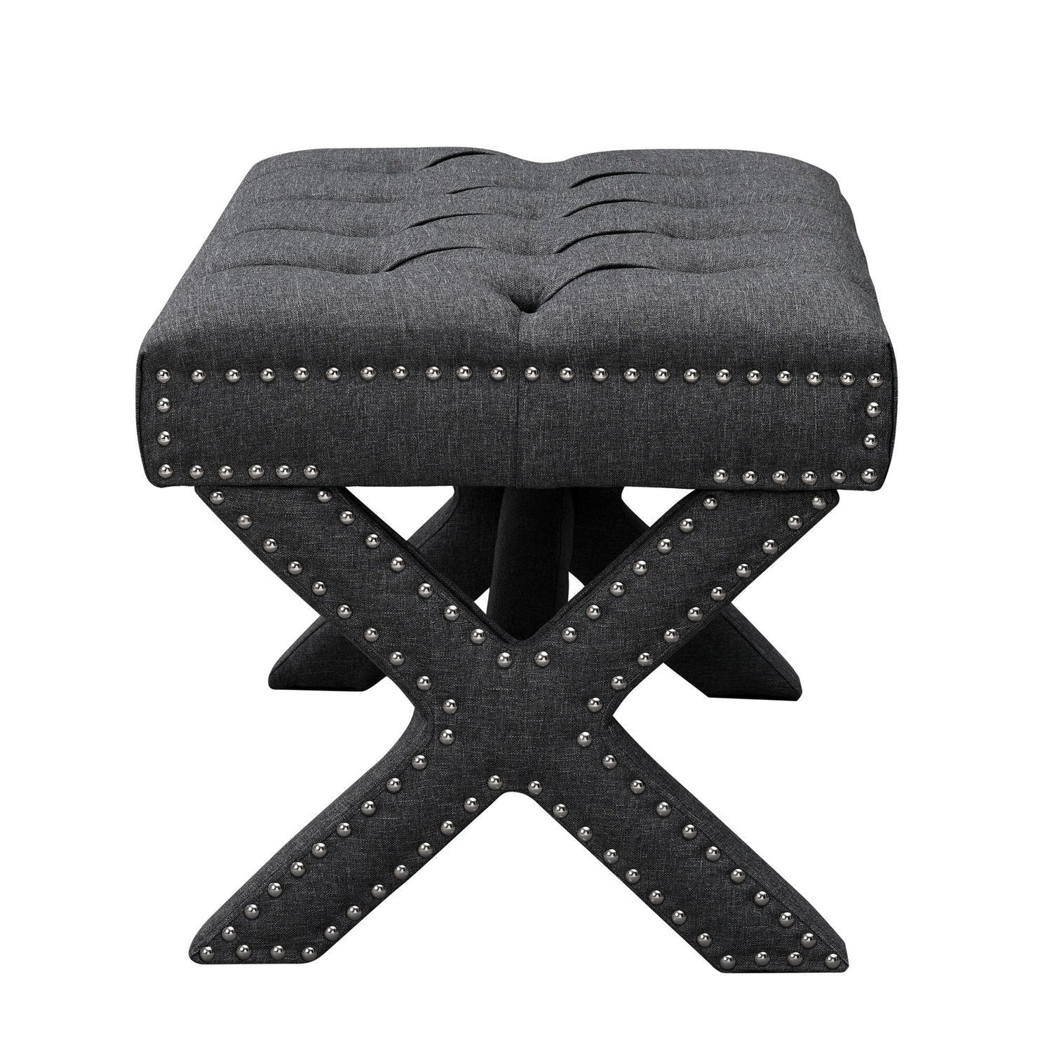 Louis Linen X-Leg Ottoman