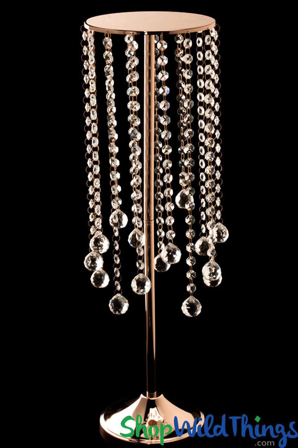 Crystal Beaded Cake Stand/Riser "Allesandr" Gold - 26 1/2" - Prestige Collection