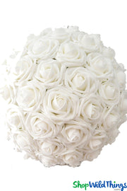Real Feel Flower Ball - Rose - Pomander Kissing Ball - 13" White