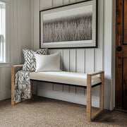 Woven Rattan Wooden Bench