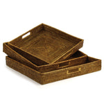 Burma Rattan Ottoman Trays, Set of 3, Brown