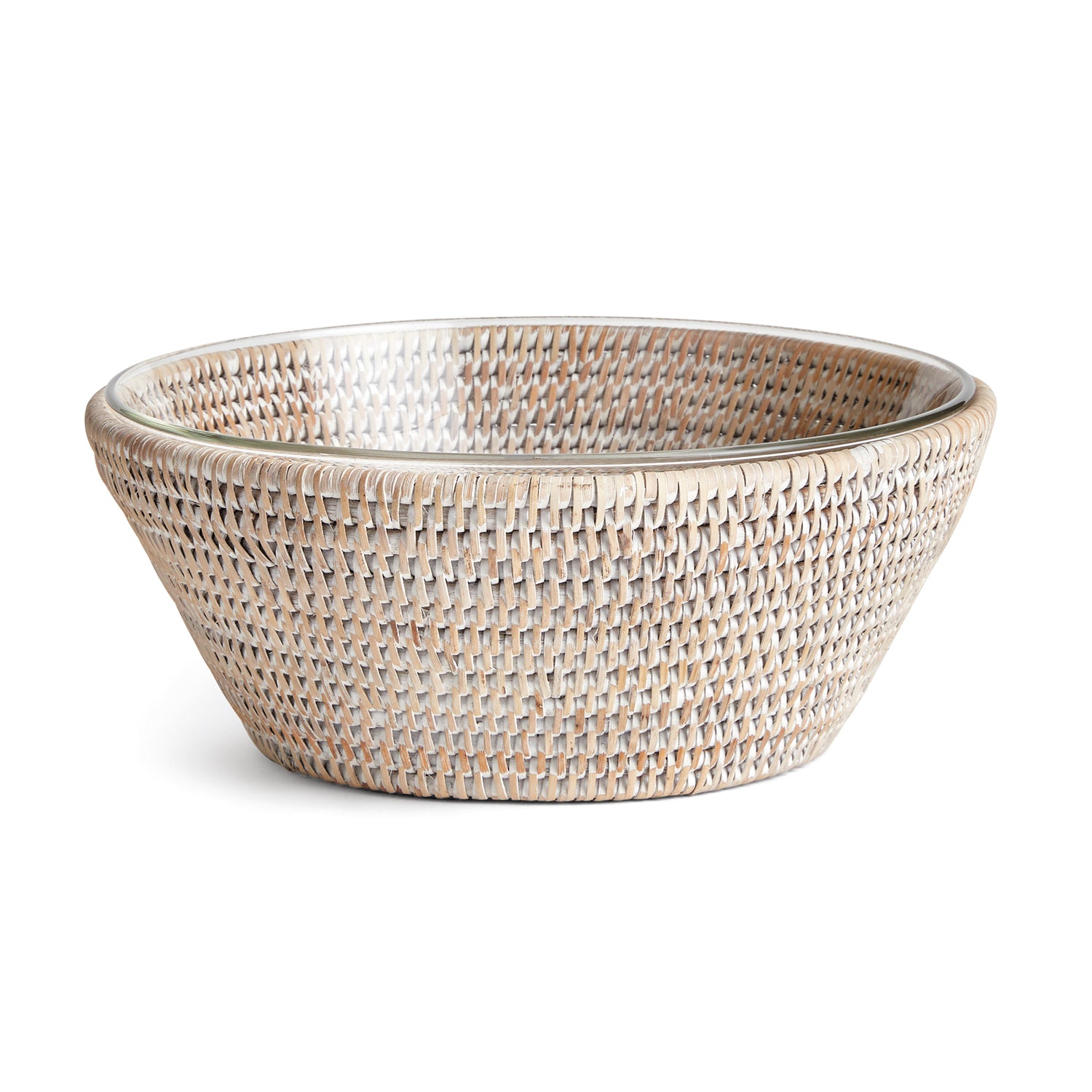 Burma Rattan Serving Bowl 10.75", Whitewash