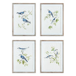 Blue Birds Prints, Set Of 4