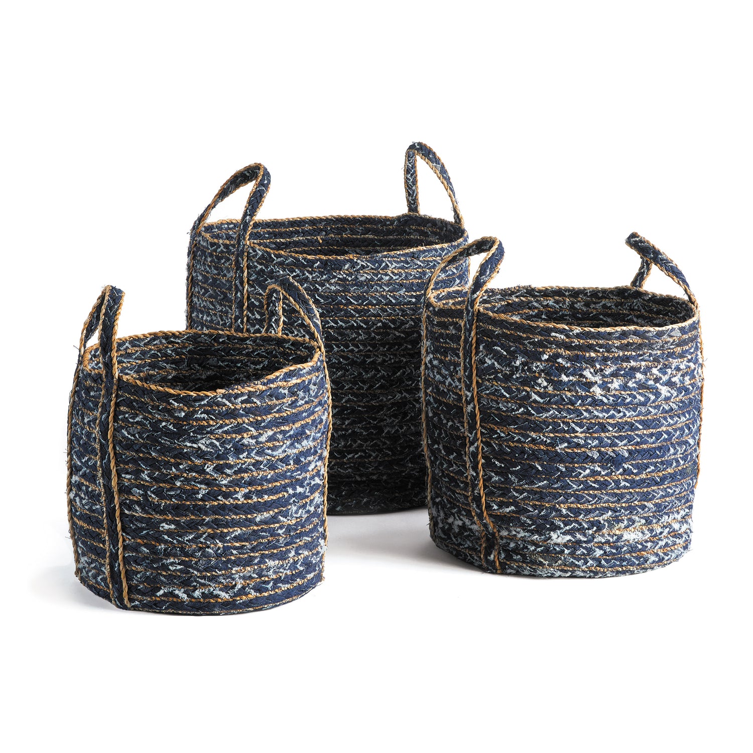 Denim Round Baskets, Set Of 3