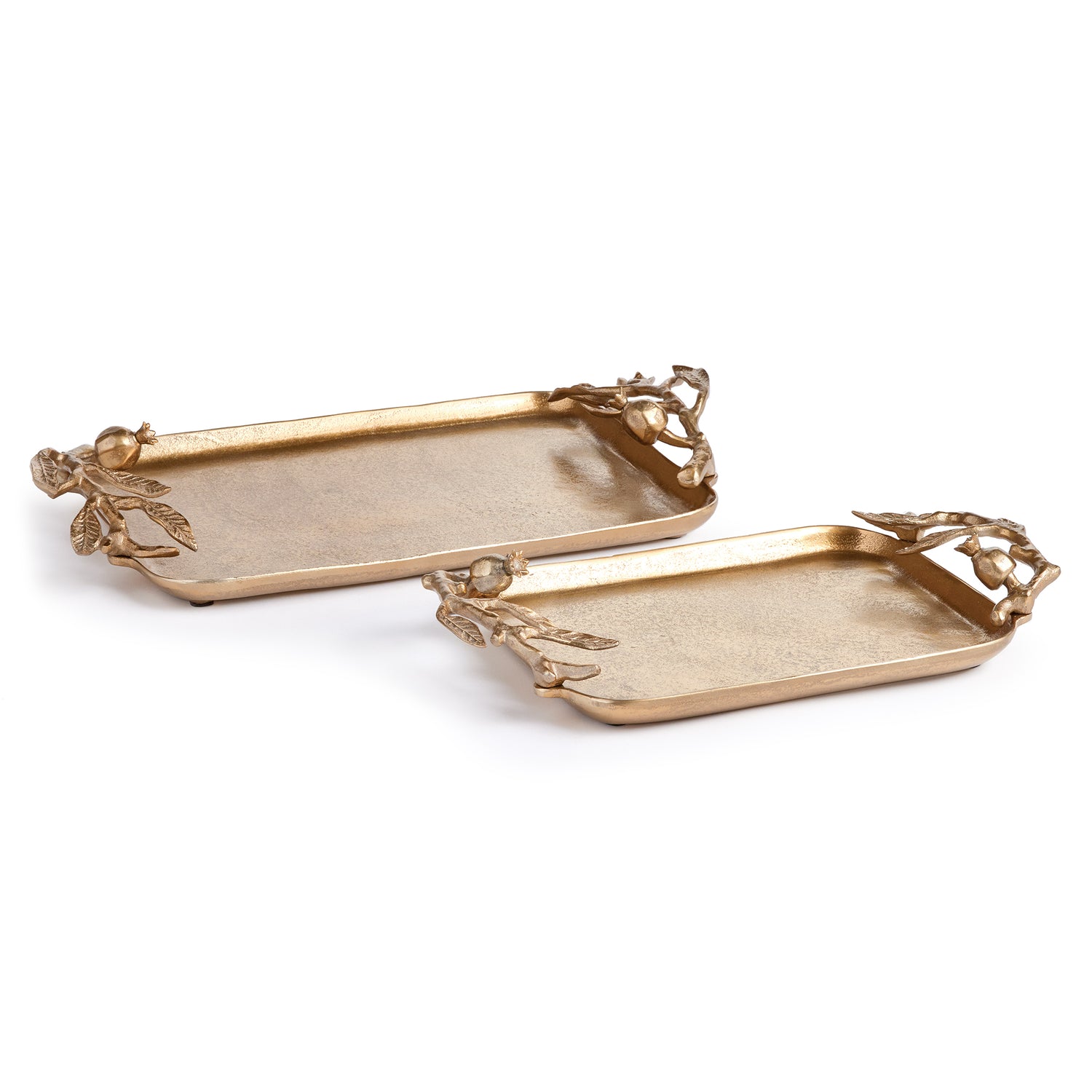 Pomegranate Branch Decorative Trays, Set Of 2