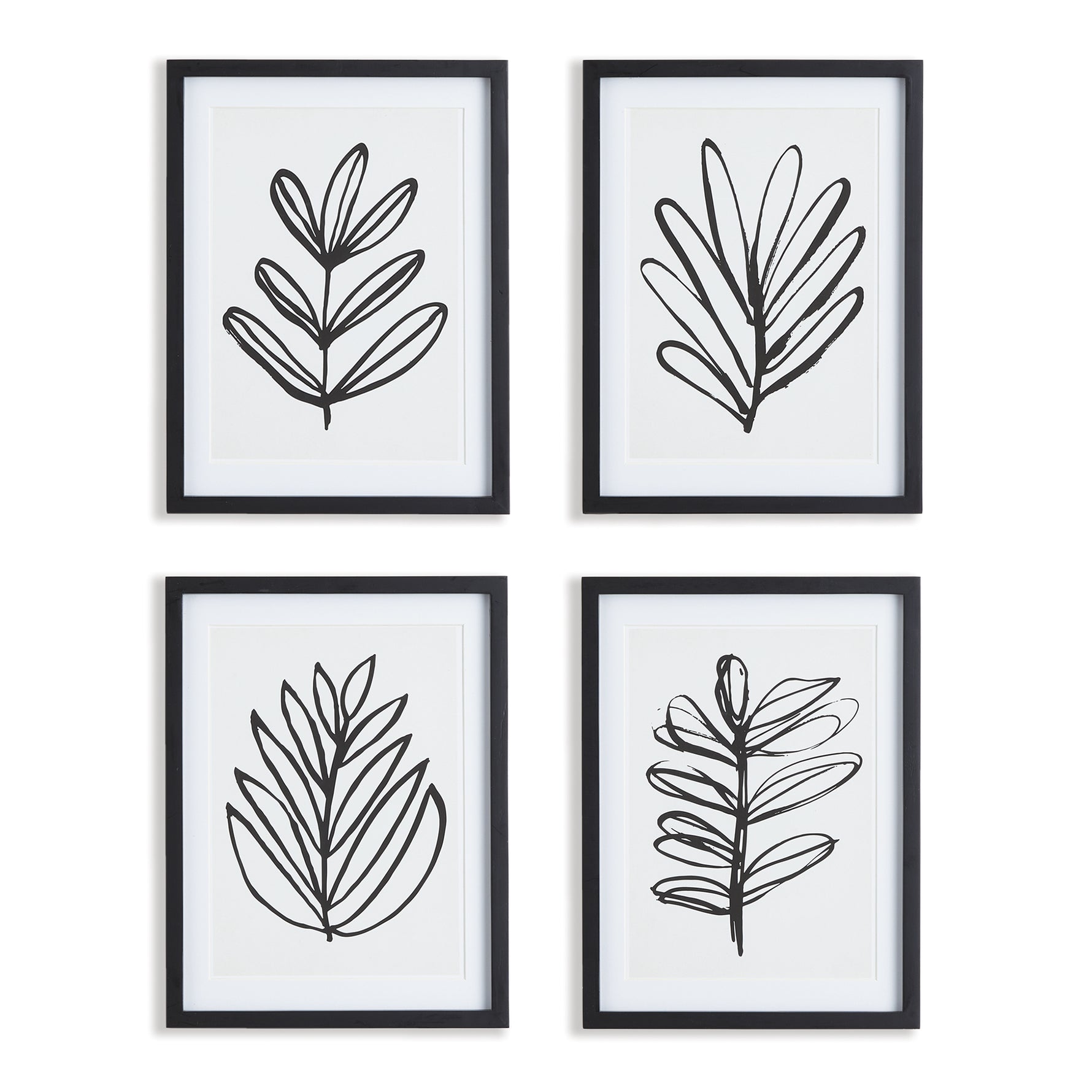 Sketched Leaf Prints, Set Of 4