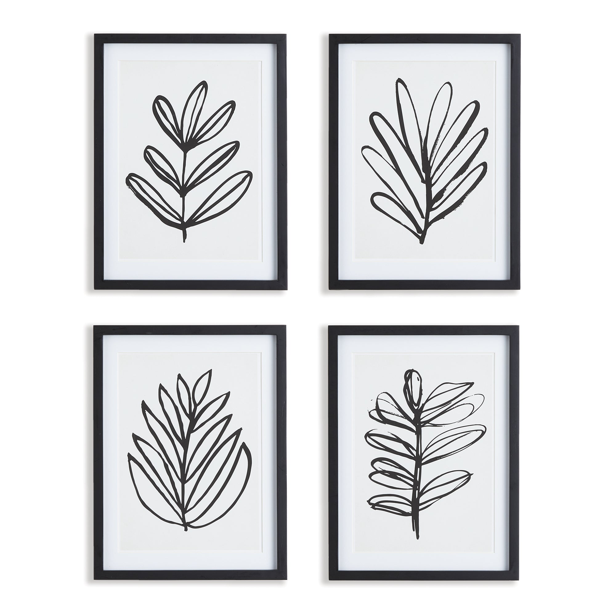 Sketched Leaf Prints, Set Of 4