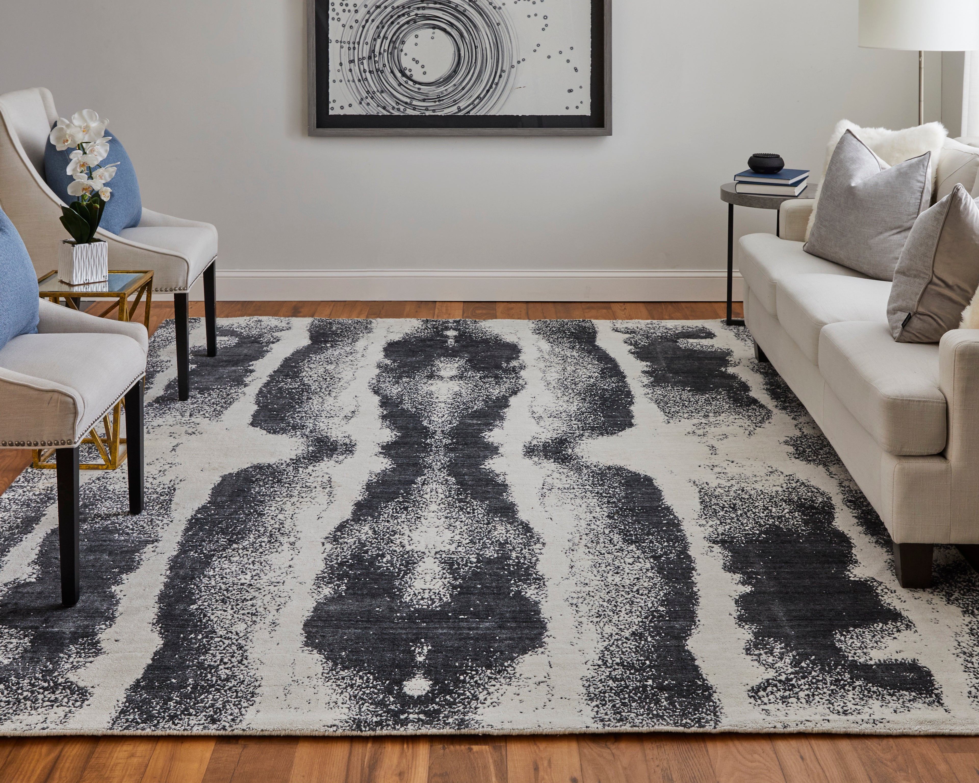 Coda Modern Abstract, Black/White, 12' x 15' Area Rug